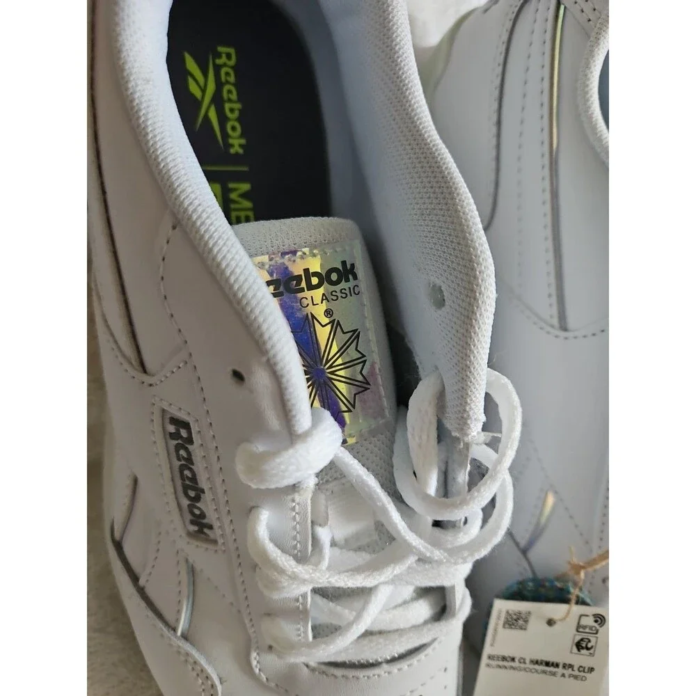 Reebok Harman Ripple Clip  Running Shoes White Iridescent Trim NEW Sz 8.5